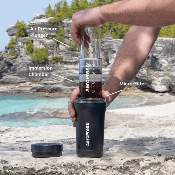 Cafetera AeroPress Go Plus Viaje - Negro - dafrnt.com